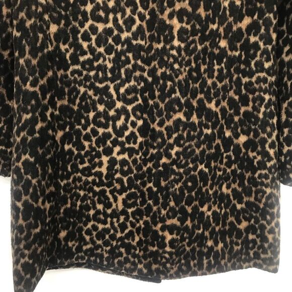 Talbots Black Tan Animal Leopard Print Button Up Wool Blend Coat - Picture 12 of 16